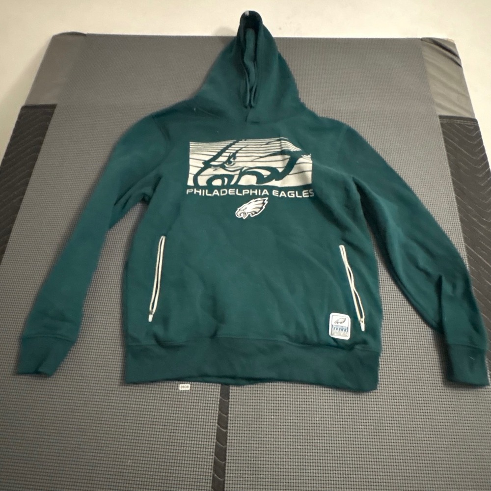 NFL Team Apparel Philadelphia Eagles Hoodie Green Graphic Zip Pocket Mens Large
